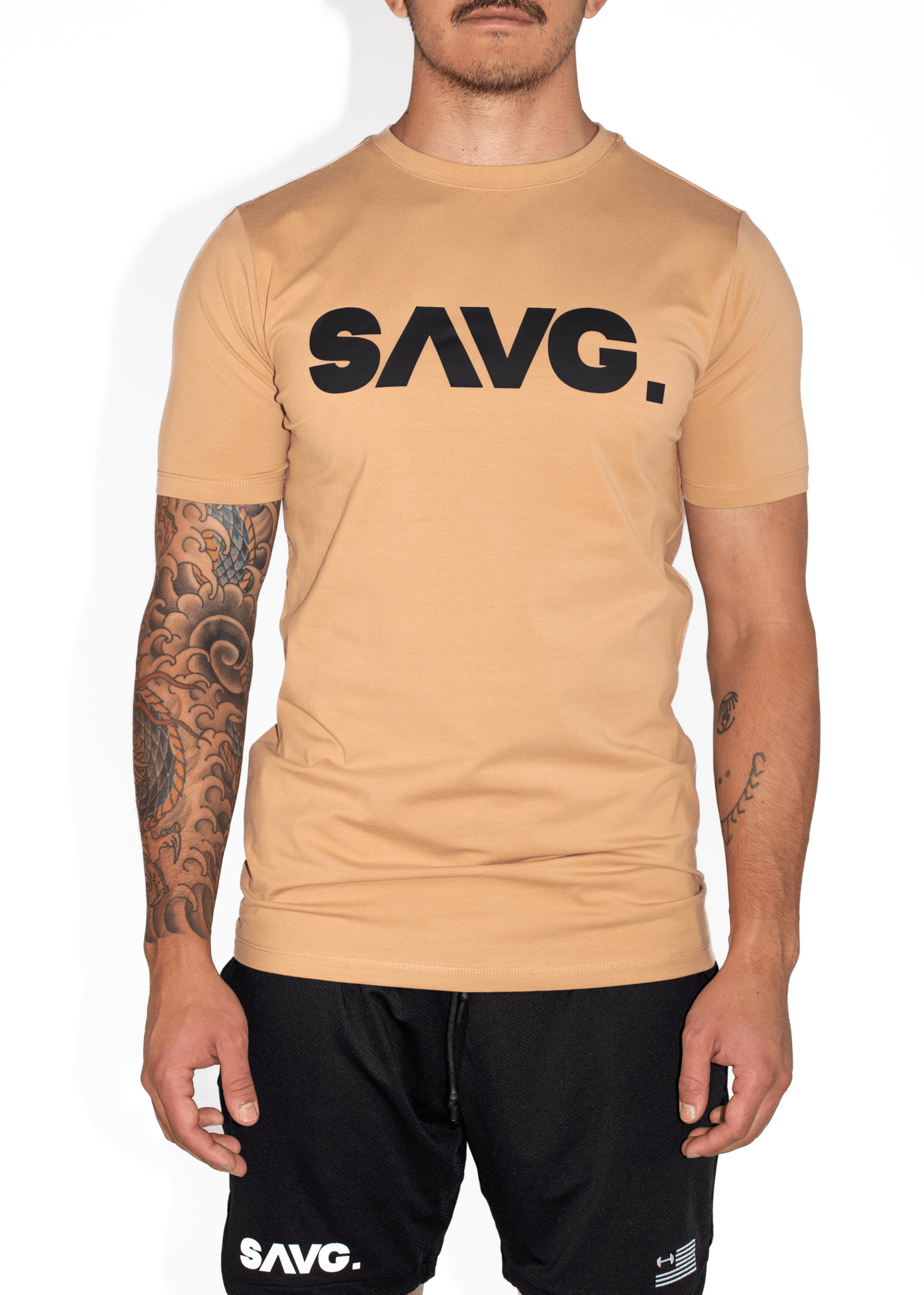 SAVG CLASSIC TEE. - SAND - SAVG AthleticsSAVGS01. Muscle fit workout shirt for men.