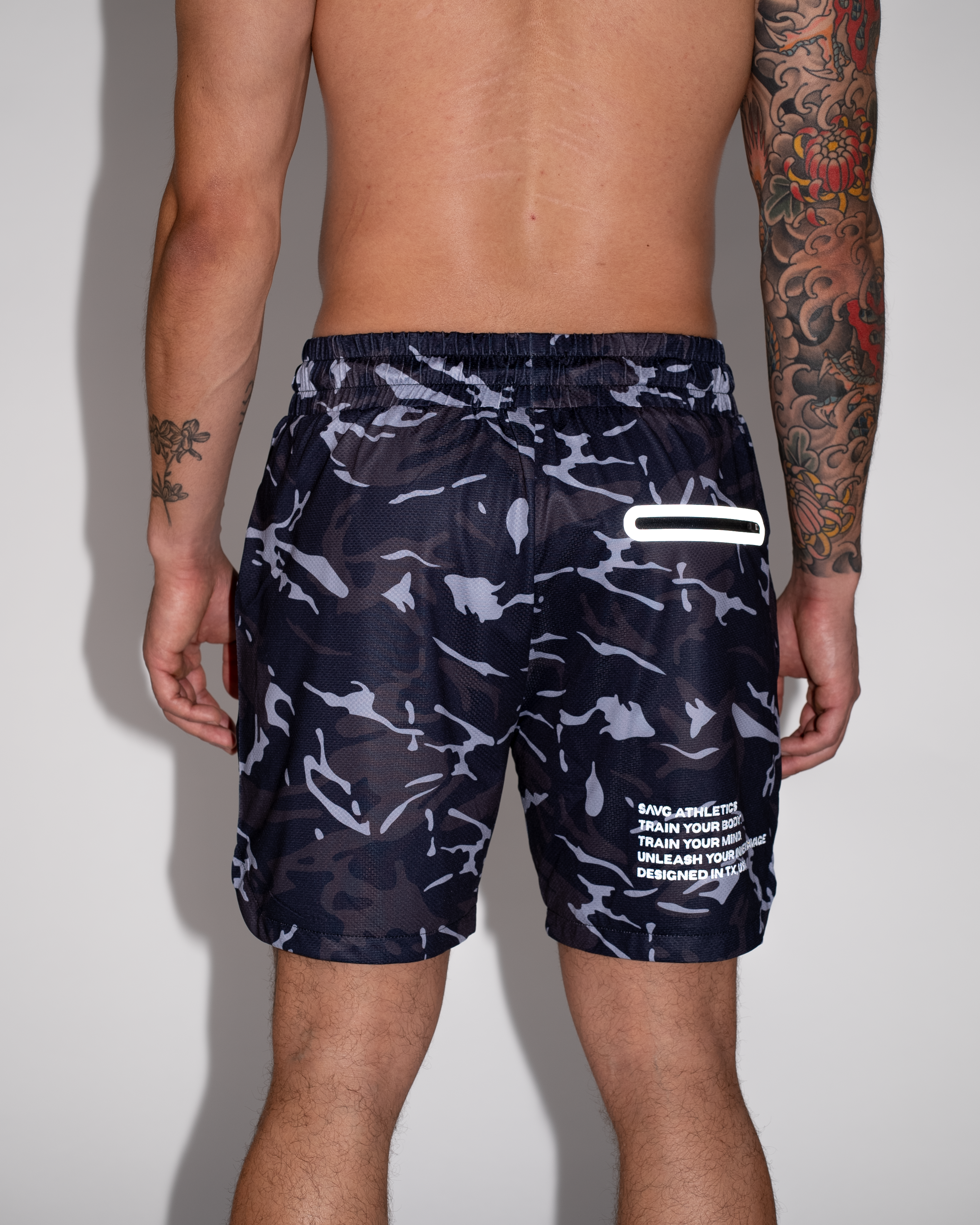 Black Camo Crusher Shorts- Train Your Body, Train Your Mind, Unleash Your Inner SAVG