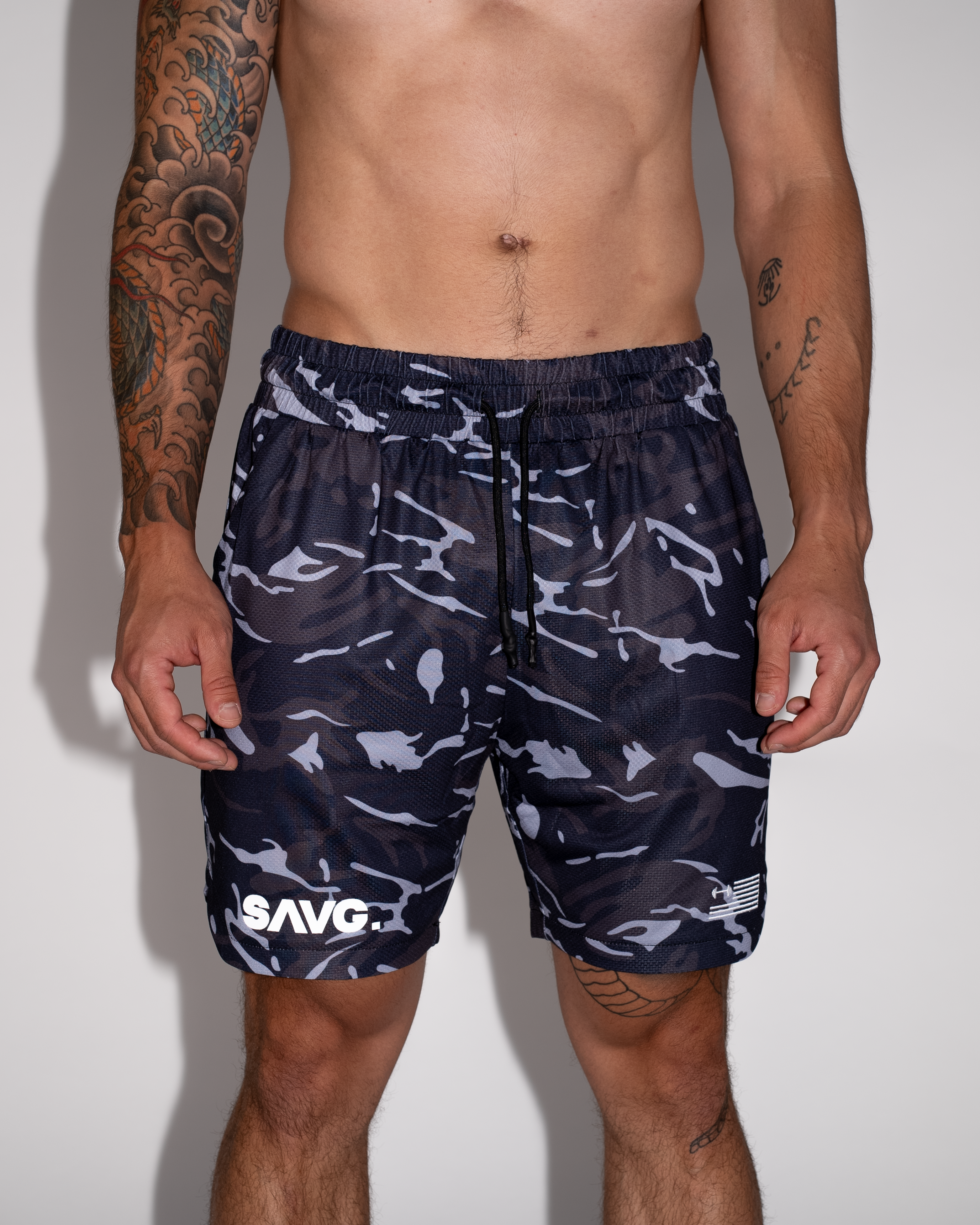 Black Camo Crusher Shorts- Train Your Body, Train Your Mind, Unleash Your Inner SAVG