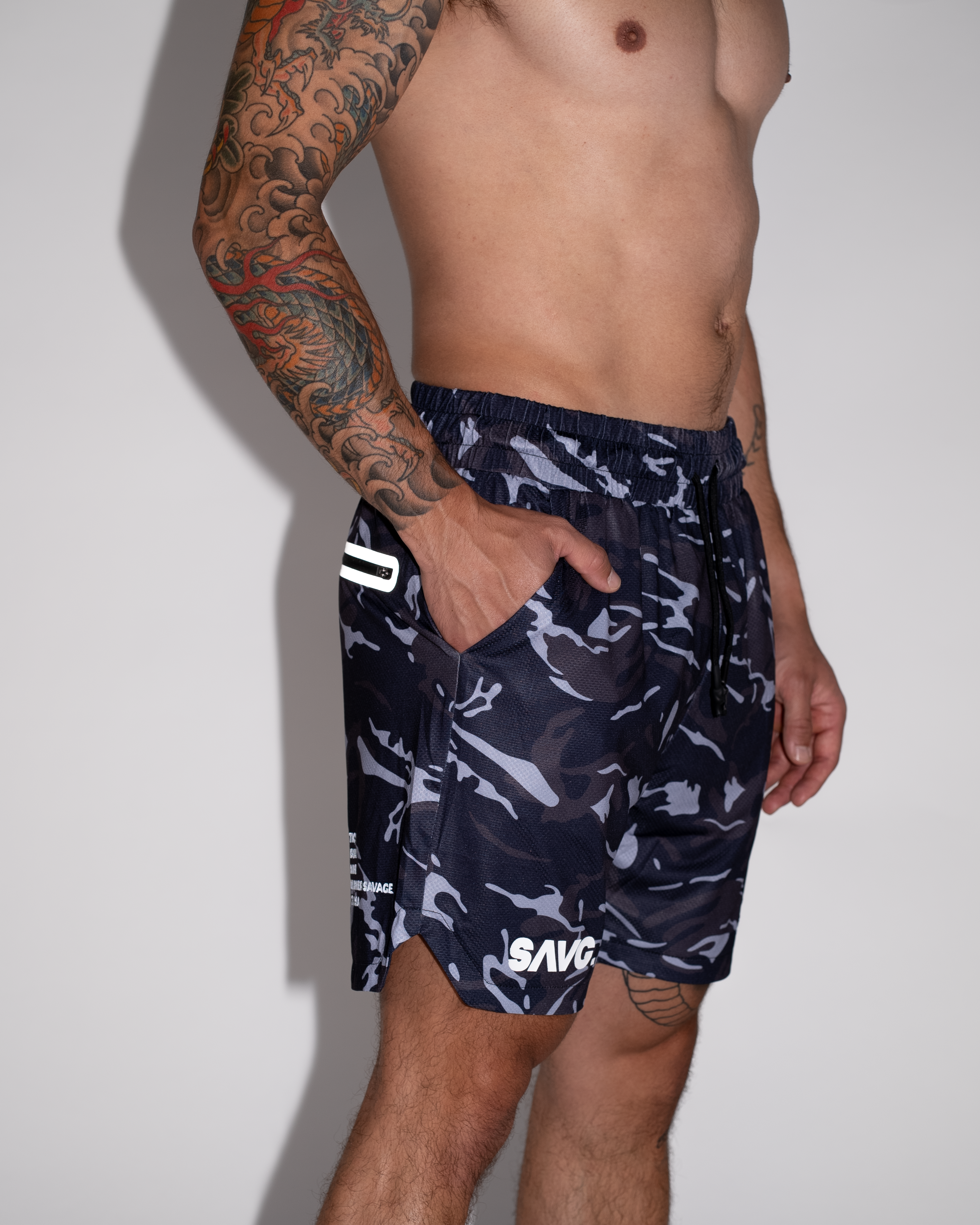 Black Camo Crusher Shorts- Train Your Body, Train Your Mind, Unleash Your Inner SAVG