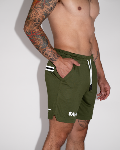 Army Green Crusher Shorts- Train Your Body, Train Your Mind, Unleash Your Inner SAVG- Side