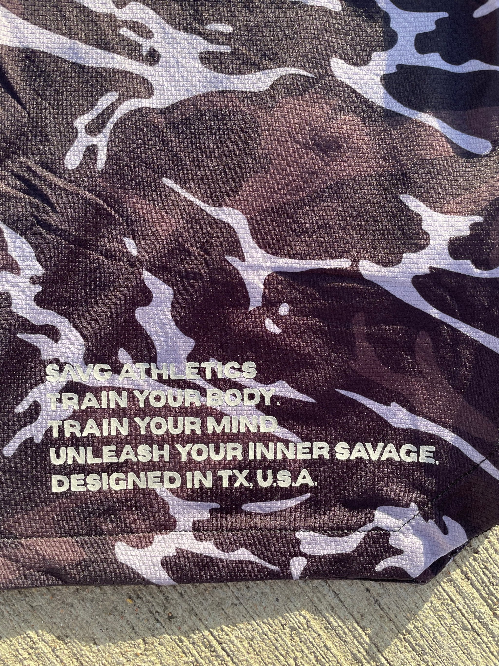 Crusher Shorts Black Camo Quote