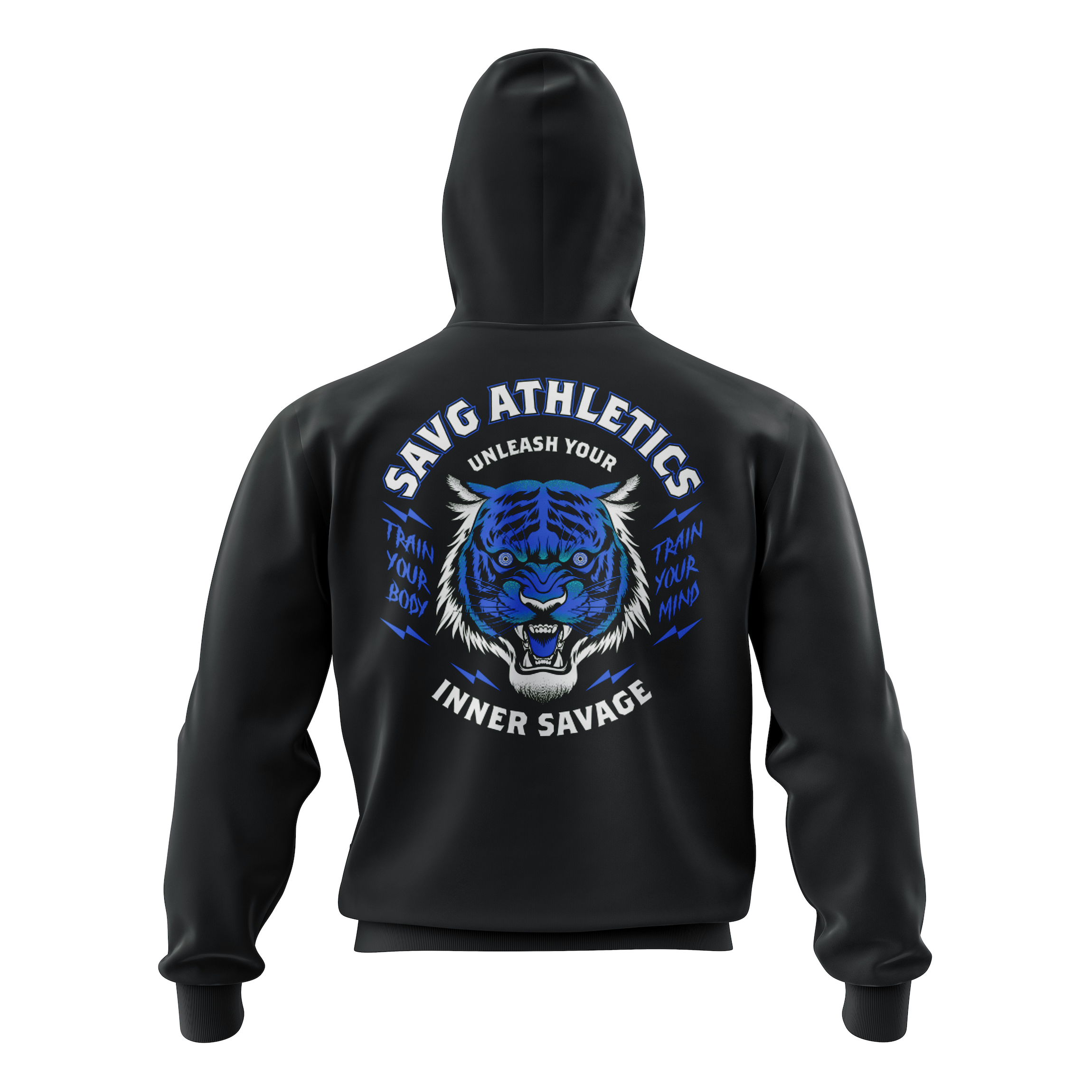 SAVG BODY & MIND TIGER HOODIE. - BLACK